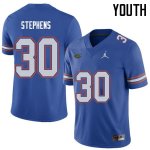 Youth Florida Gators #30 Garrett Stephens NCAA Jordan Brand Royal Authentic Stitched College Football Jersey ODZ2562FS